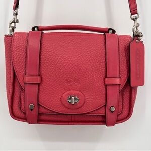 Coach Bleecker Mini Brooklyn Loganberry Pink Pebbled Leather Crossbody Bag
